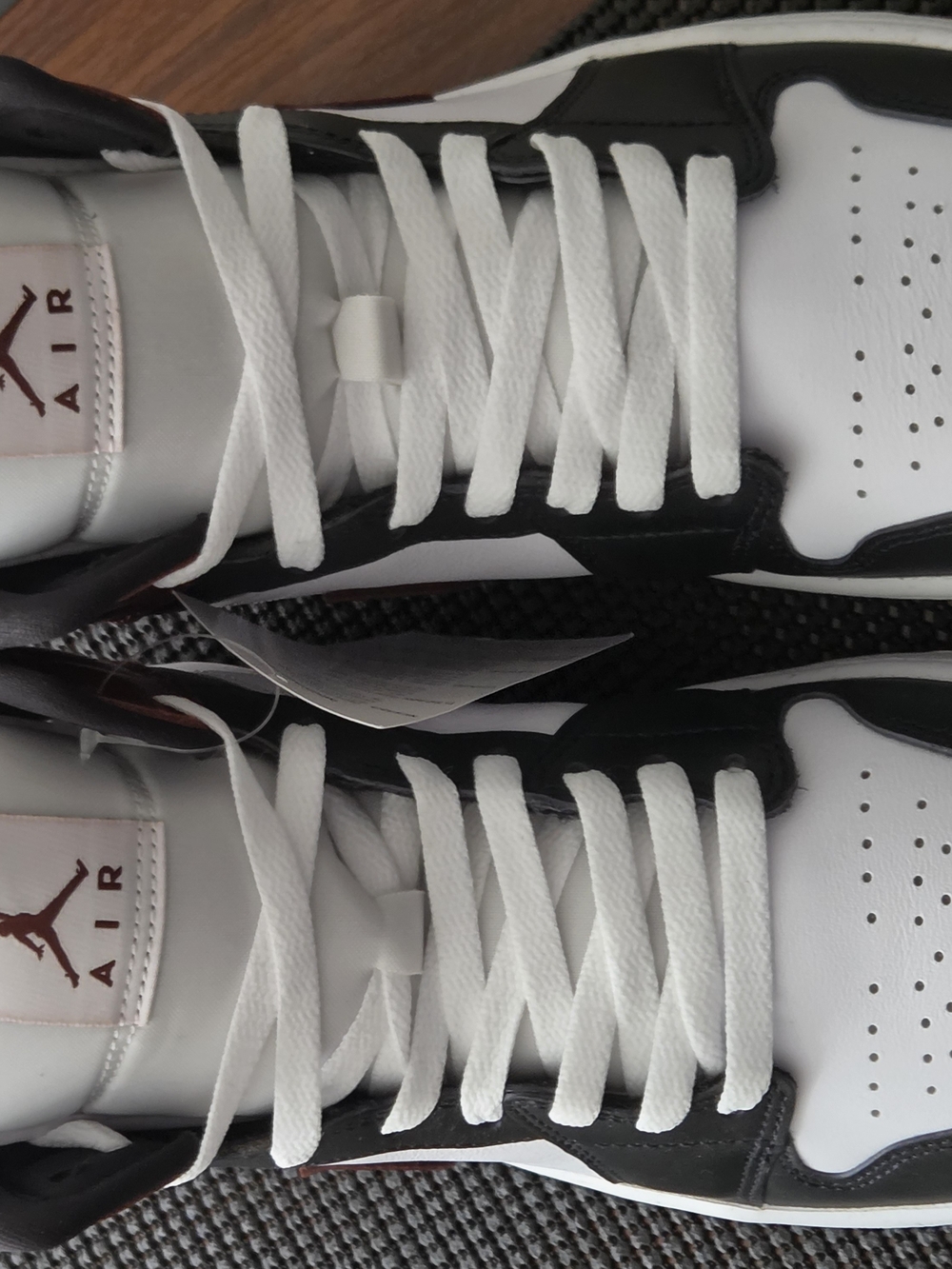 Brand New AJ1-Mid Sneakersin White/Black/Maroon - Picture 4 of 8